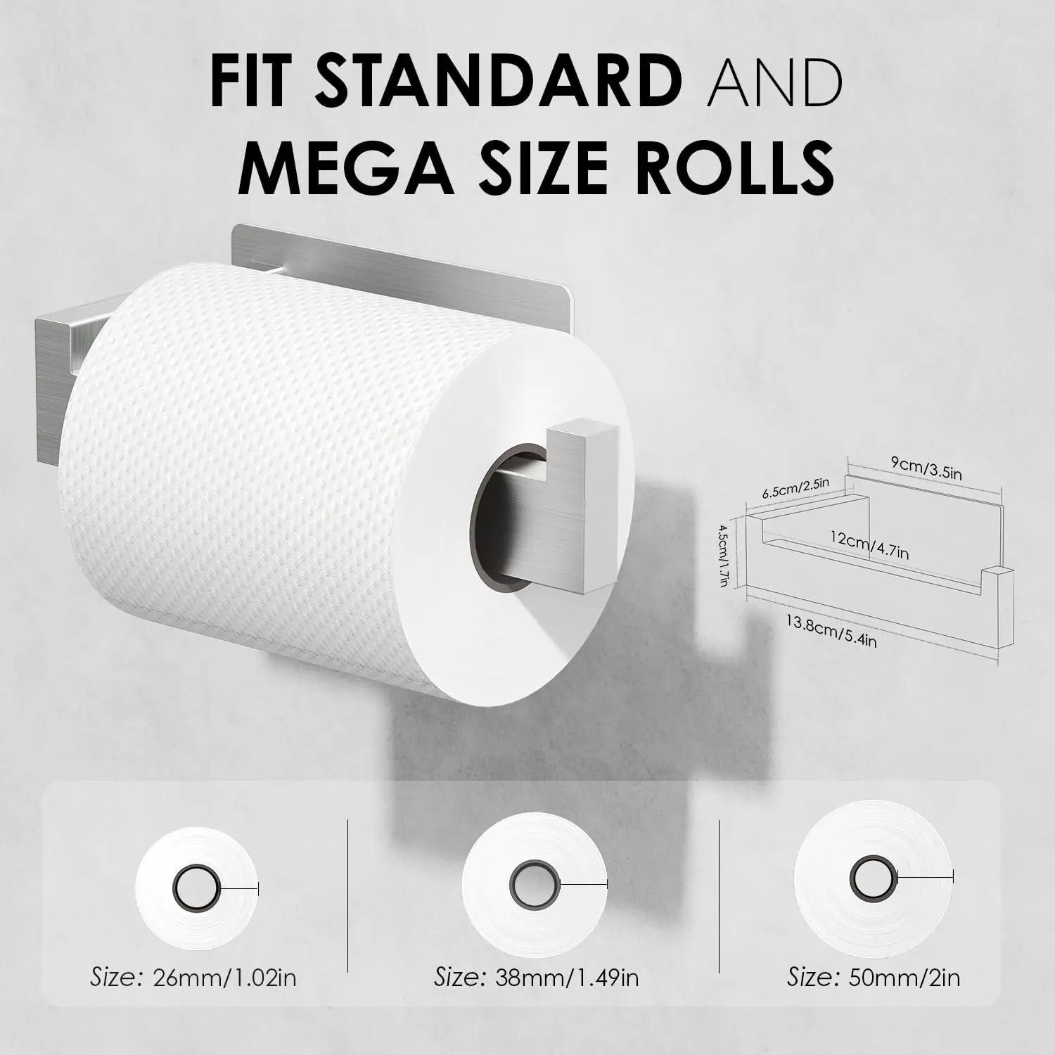 Adhesive Stainless Steel Toilet Paper Holder – Modern Waterproof Tissue Hanger