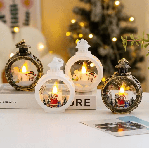 Retro Christmas Night Light Ornament Luminous Holiday Pendant and Table Decor