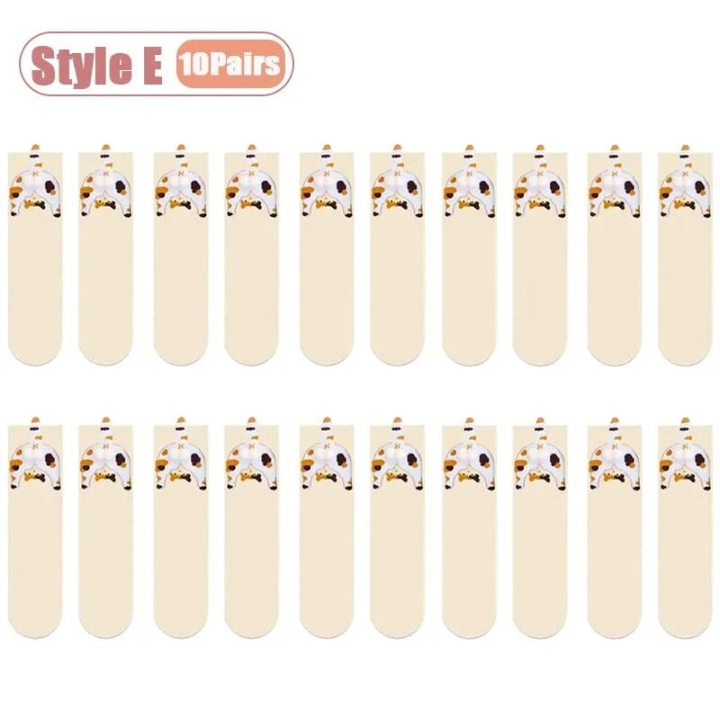 Cartoon Cat Egg Cozy Mid Calf Socks