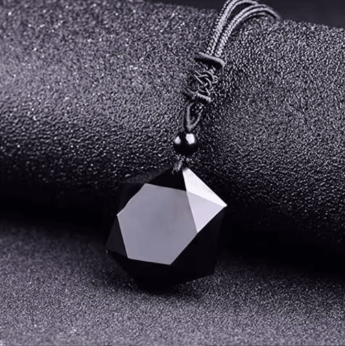 MysticCore Obsidian Pendulum Necklace – Natural Obsidian Pendant Hexagram Energy Stone