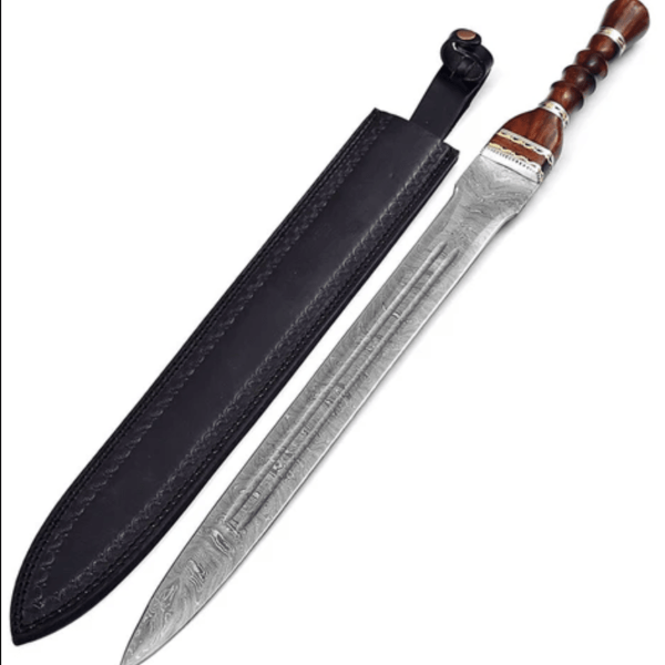 Authentic Roman Gladius Sword - Handmade Damascus Steel with Rosewood Handle