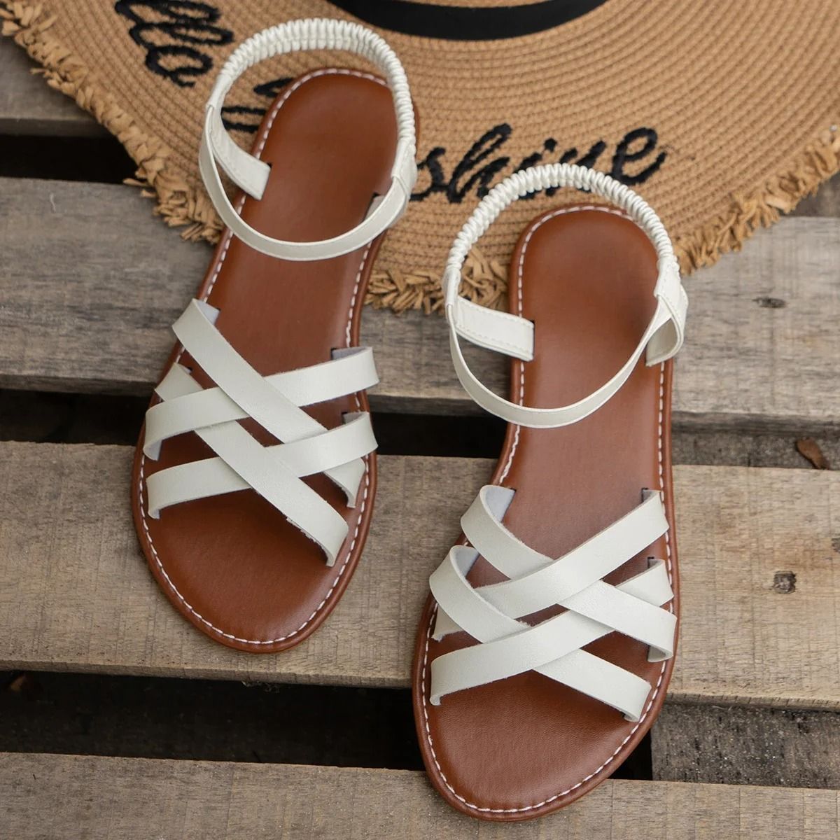 Womens Summer Roman Strap Sandals with Non Slip Rubber Soles