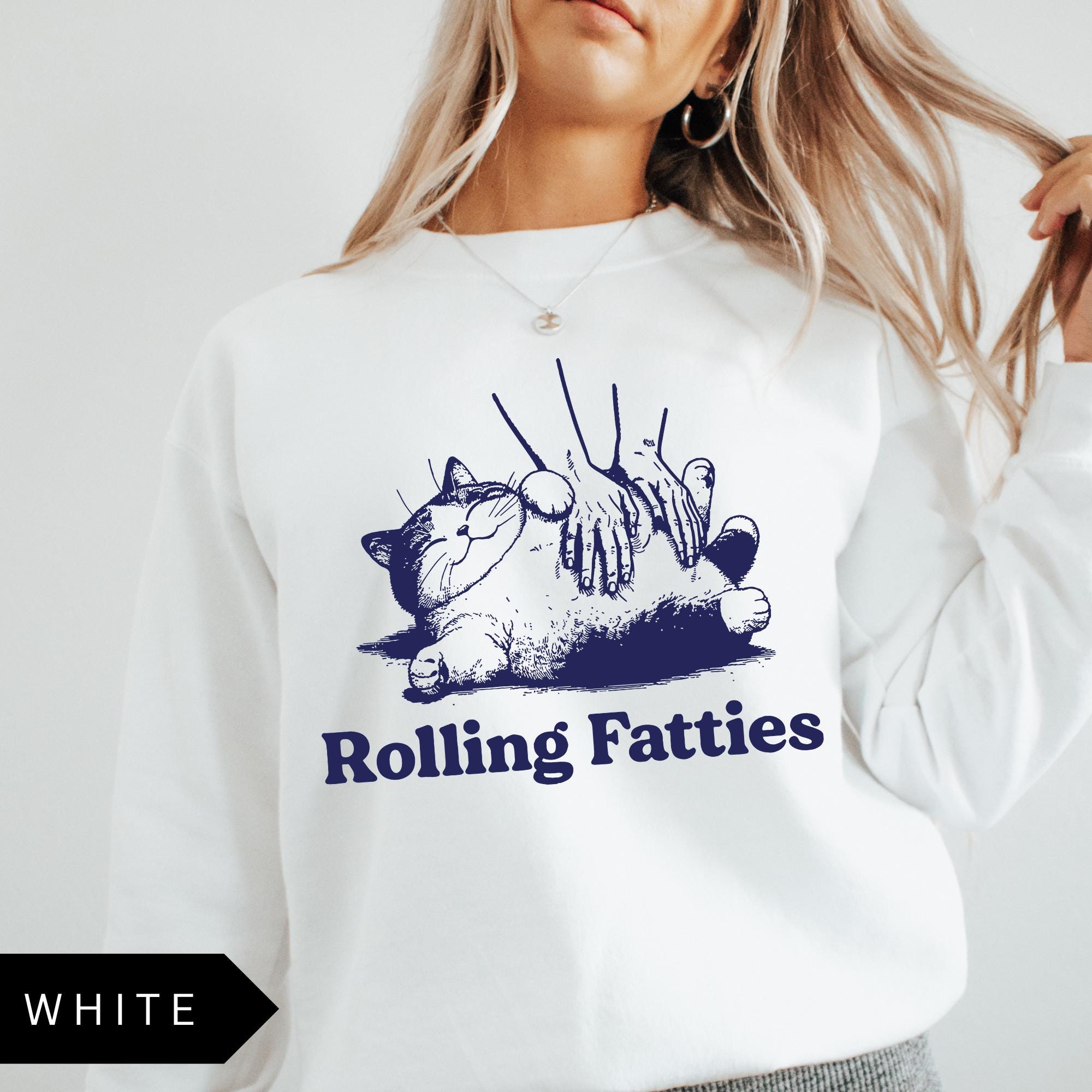 Rolling Fatties Sweatshirt, Funny Cat Tshirt, Fat Cat Oversized Shirt, Aesthetic Graphic Retro Vintage T Shirt