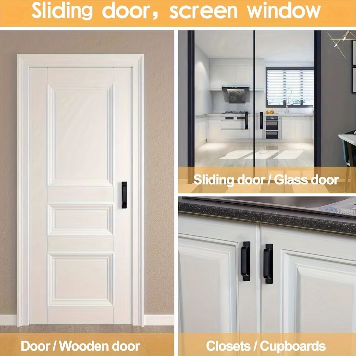 Self-Stick Adhesive Cabinet Handles – Stainless Steel No-Drill Easy Installation Pulls for Cabinets, Drawers & Appliance