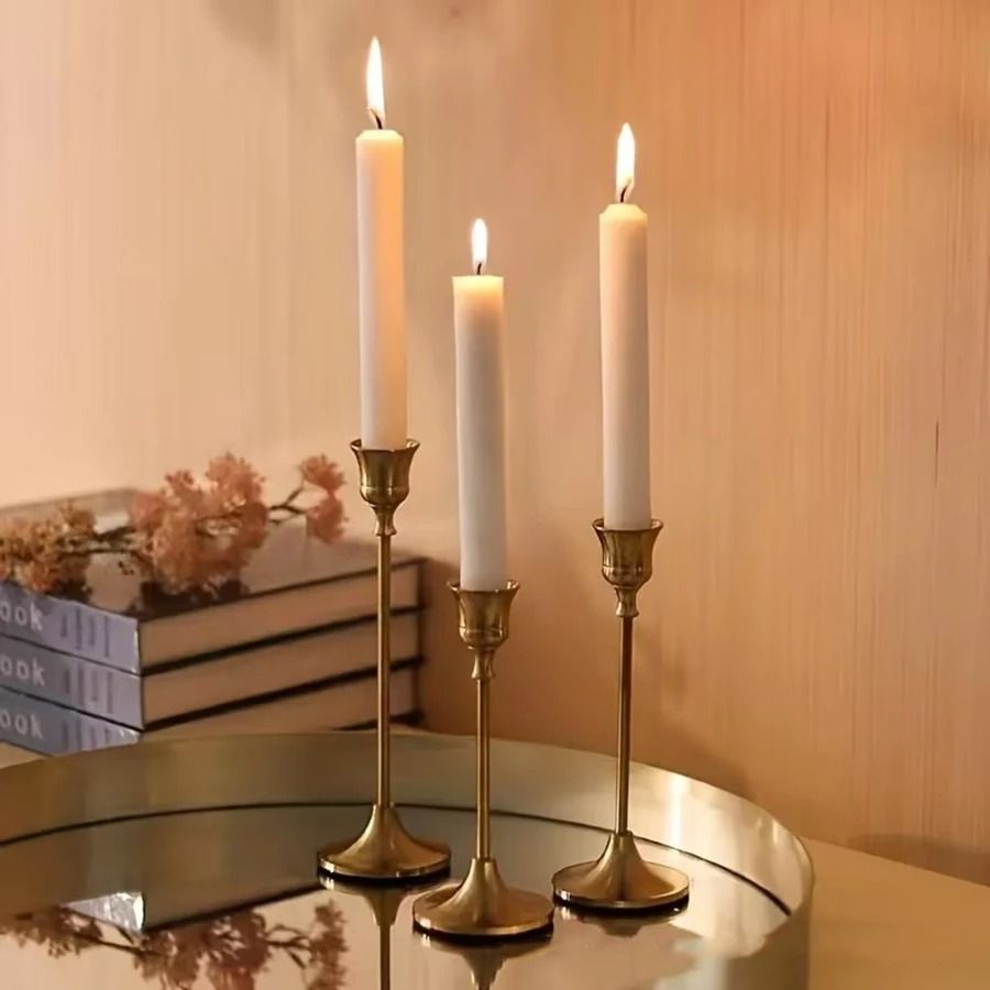 Vintage Metal and Aluminum Candle Holder Set of 3 for Home Wedding and Hotel Decor
