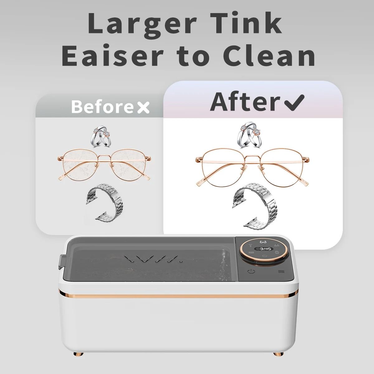 48KHZ Professional Ultrasonic Jewelry and Glasses Cleaner