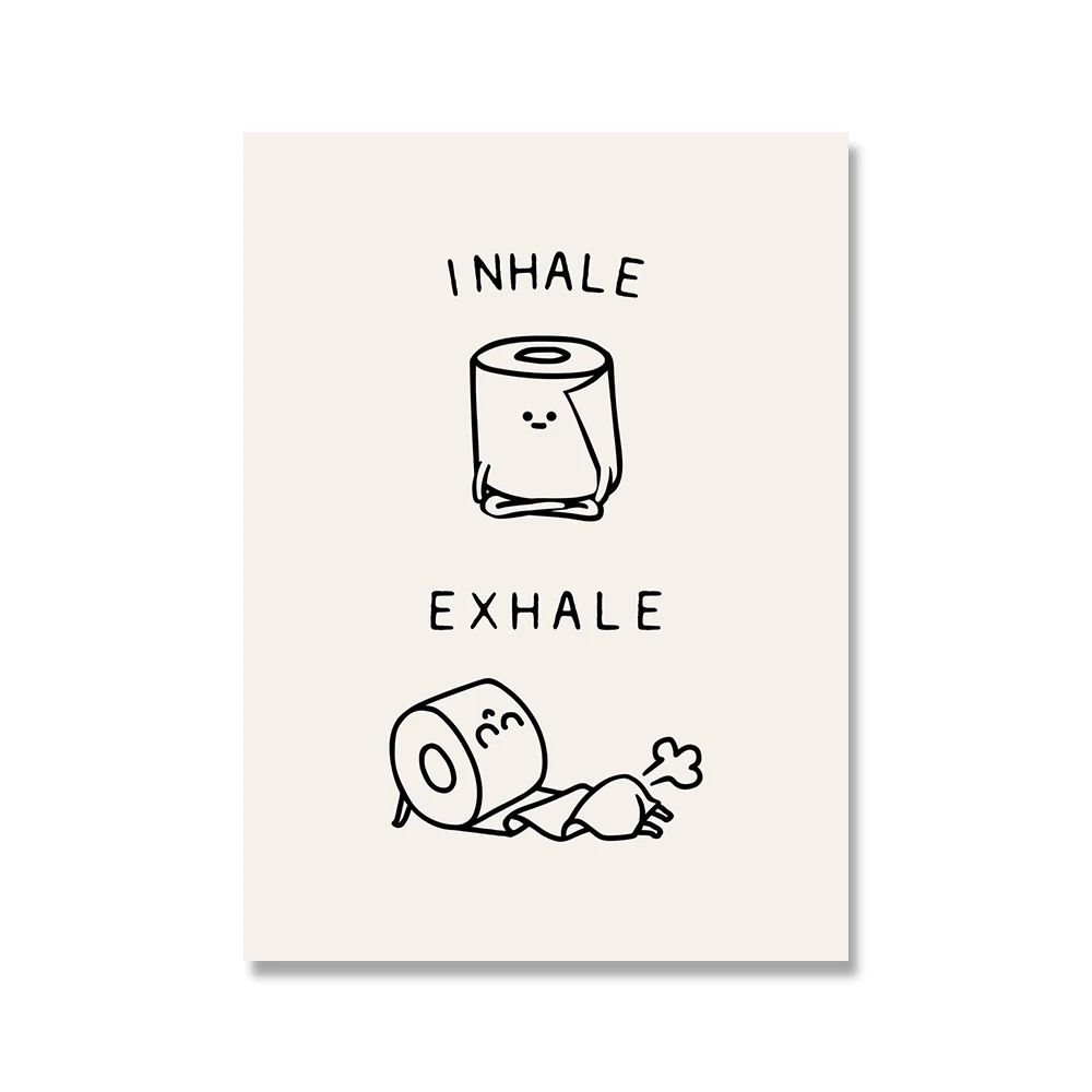 Toilet Paper Yoga Funny Bathroom Wall Art Canvas Print