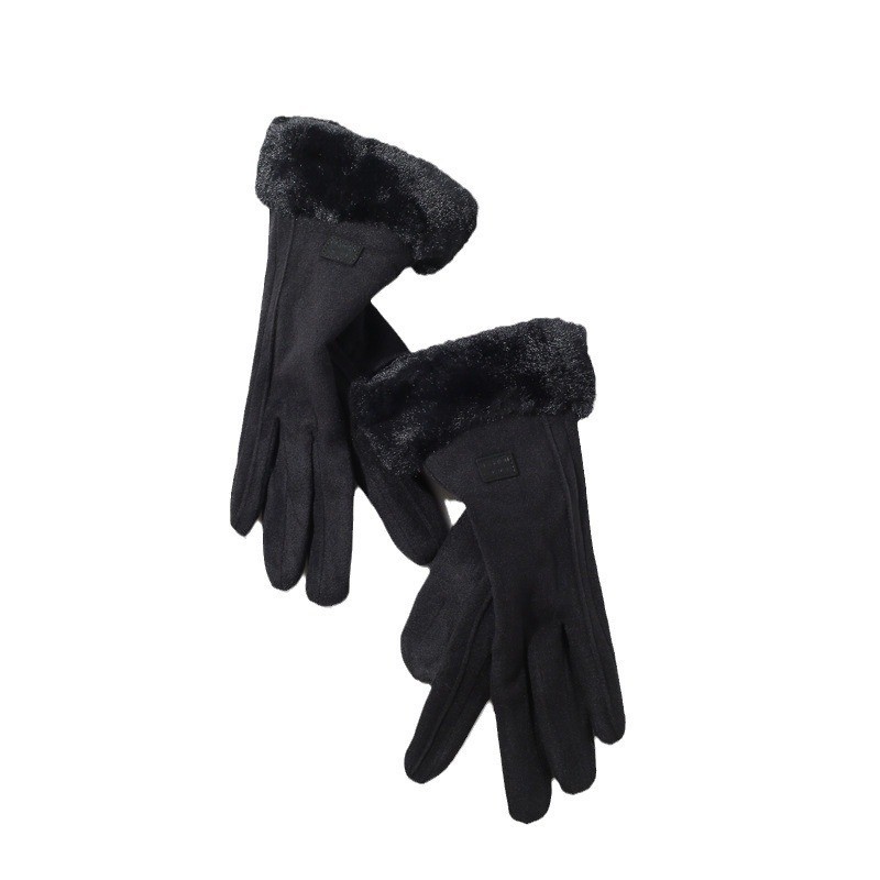 Women Winter Suede Touchscreen Gloves, Plush & Warm Driving & Cycling Mittens