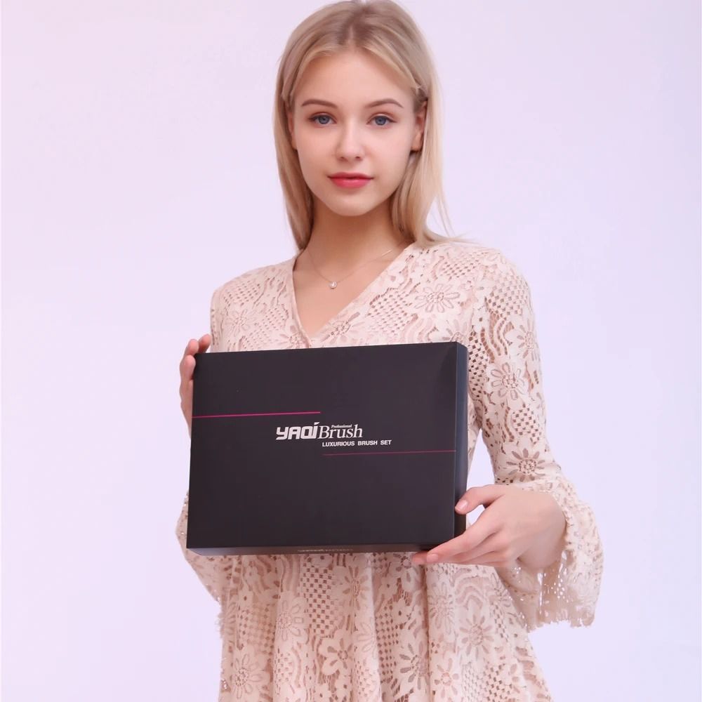 Yaqi 10pcs Professional Makeup Brush Set with Premium PU Travel Case Cosmetic Tool Kit