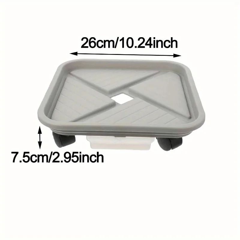 Rolling Plant Caddy with Drainage Tray – Square Wheeled Flower Pot Mover & Garden Plant Stand