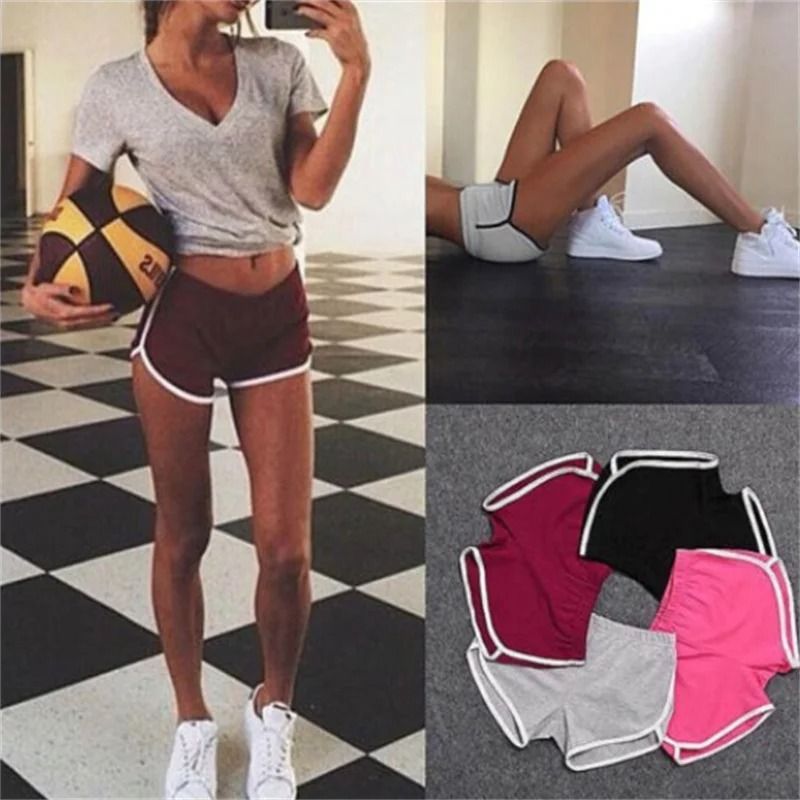 Womens Candy Color High Stretch Summer Sports Shorts
