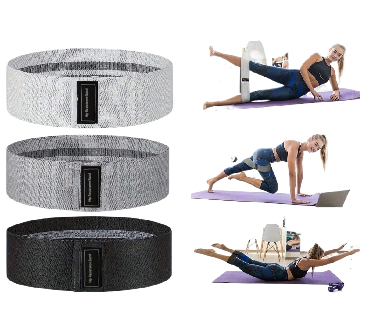 Glute Thigh Elastic Workout Bands, Basic Fabric Resistance, Fitness Strips for Squat and Stretch