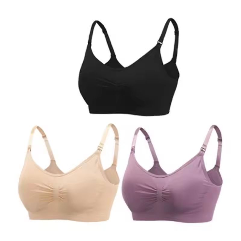 3pcs Maternity Nursing Bras Seamless Cotton Breastfeeding Underwear