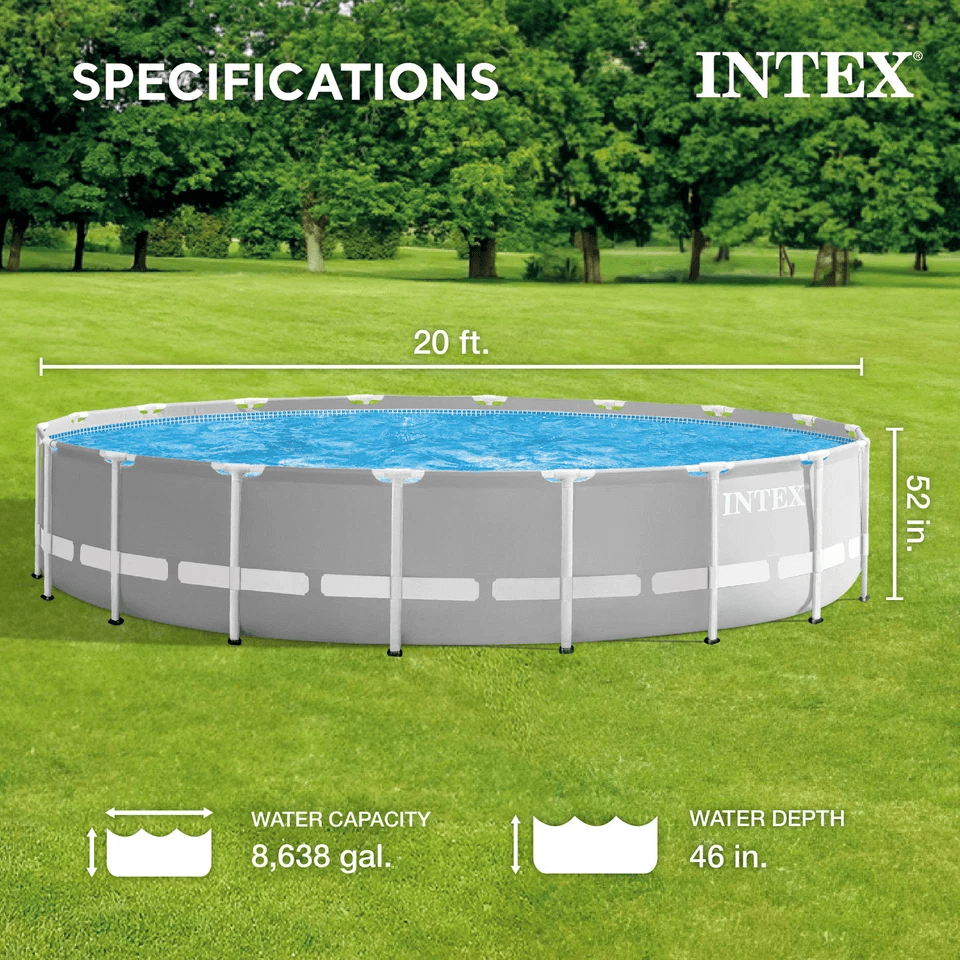 Intex Prism Frame Above Ground Swimming Pool Set with Filter Pump, Durable Family Backyard Pool