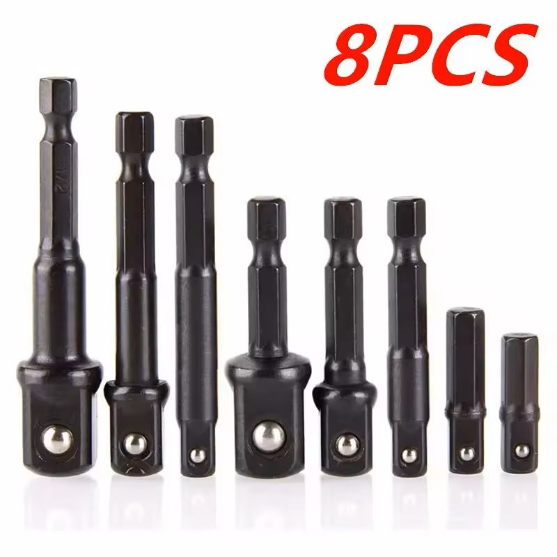 Socket Adapter and Reducer Extension Set for Drill Power Conversion in 4 8 or 12 Piece Options