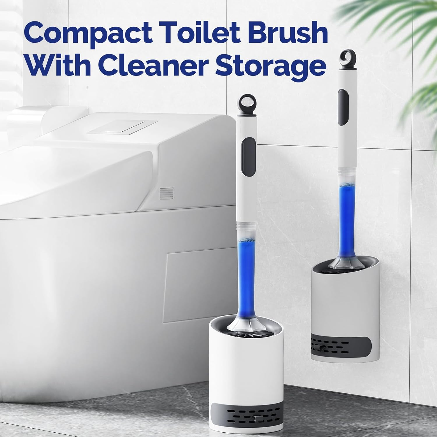 Silicone Toilet Brush Holder Set, Refillable Handle Dispenser, Toilet Cleaning Brush Bathroom Accessories