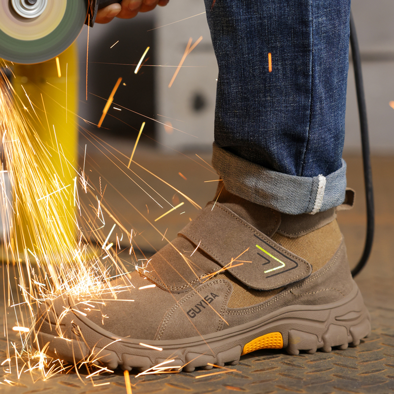 Wear-resistant Men Cow Suede Safety Shoes, Anti-smash, Anti Puncture Welding Shoes, Industrial Work Footwear