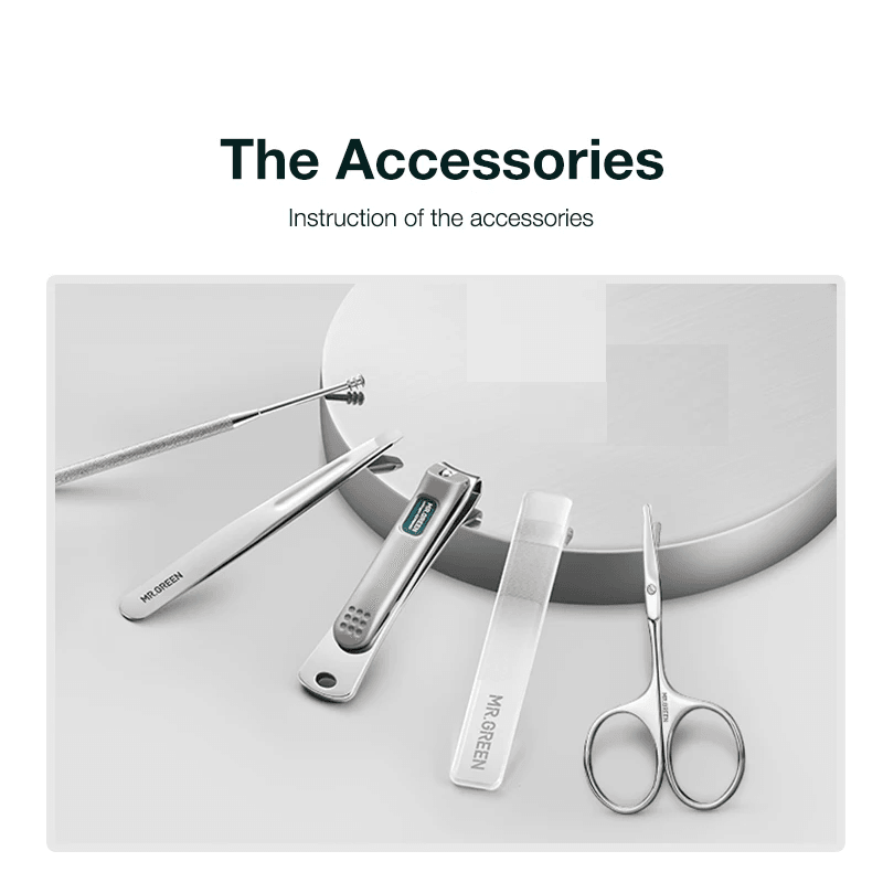 5 in 1 Manicure Set, Simple & Practical Kit in Contrast Leather Case with Stainless Steel Nail Clippers