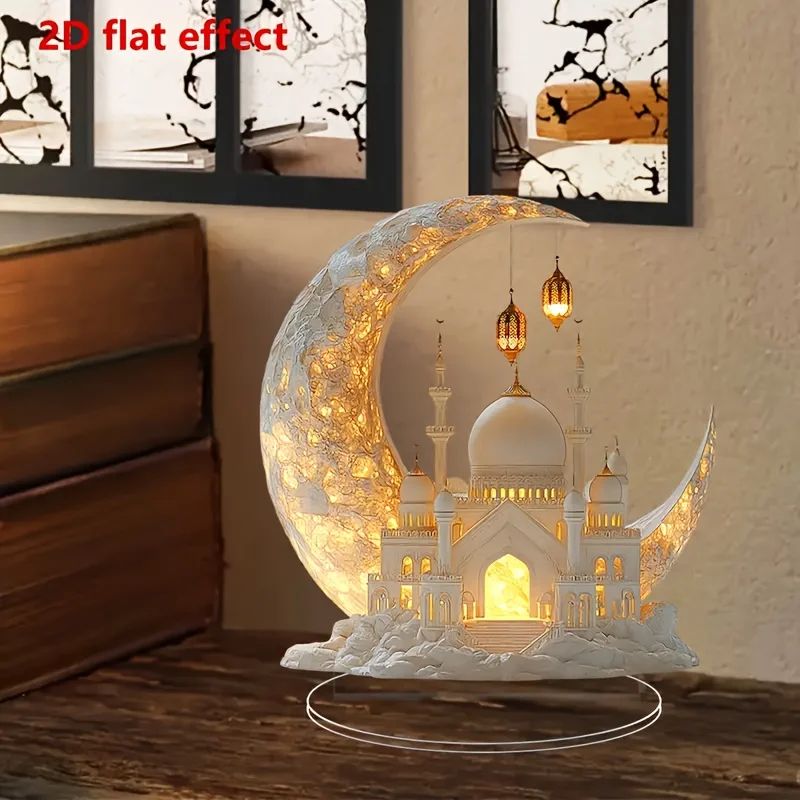 Eid Acrylic Mosque Table Decor – Ramadan Islamic Window & Home Display Ornament