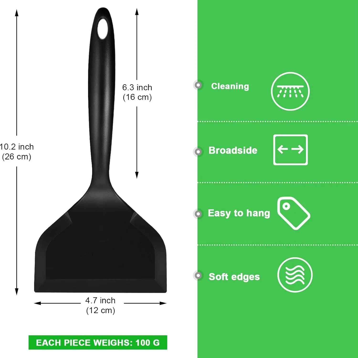 Wide Silicone Spatula Shovel Turner for Nonstick Cookware