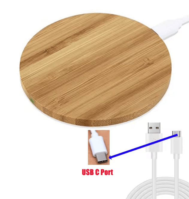 Bamboo Wood Wireless Charger 15W Fast Charging Pad