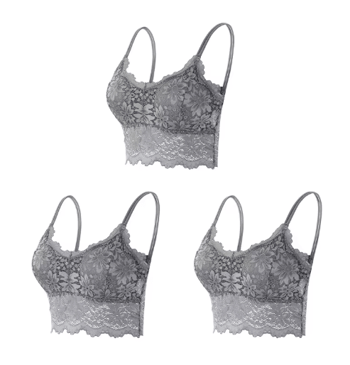 3-Piece Seamless Wireless Lace Bralette Set