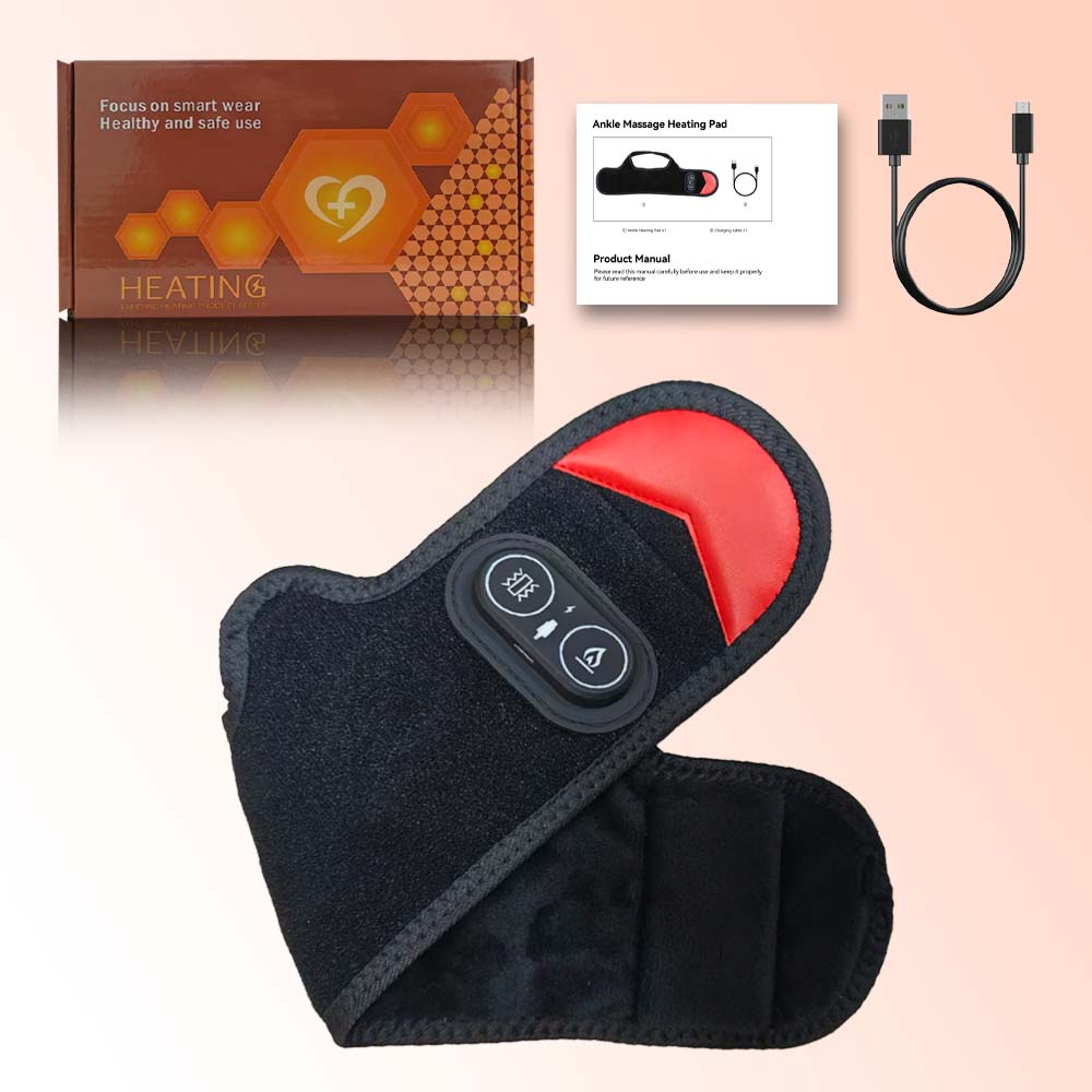Vibration Ankle Massager, LED Beads, 3 Gears Hot Compress, Infrared Heating Foot Warmer Brace Wrap