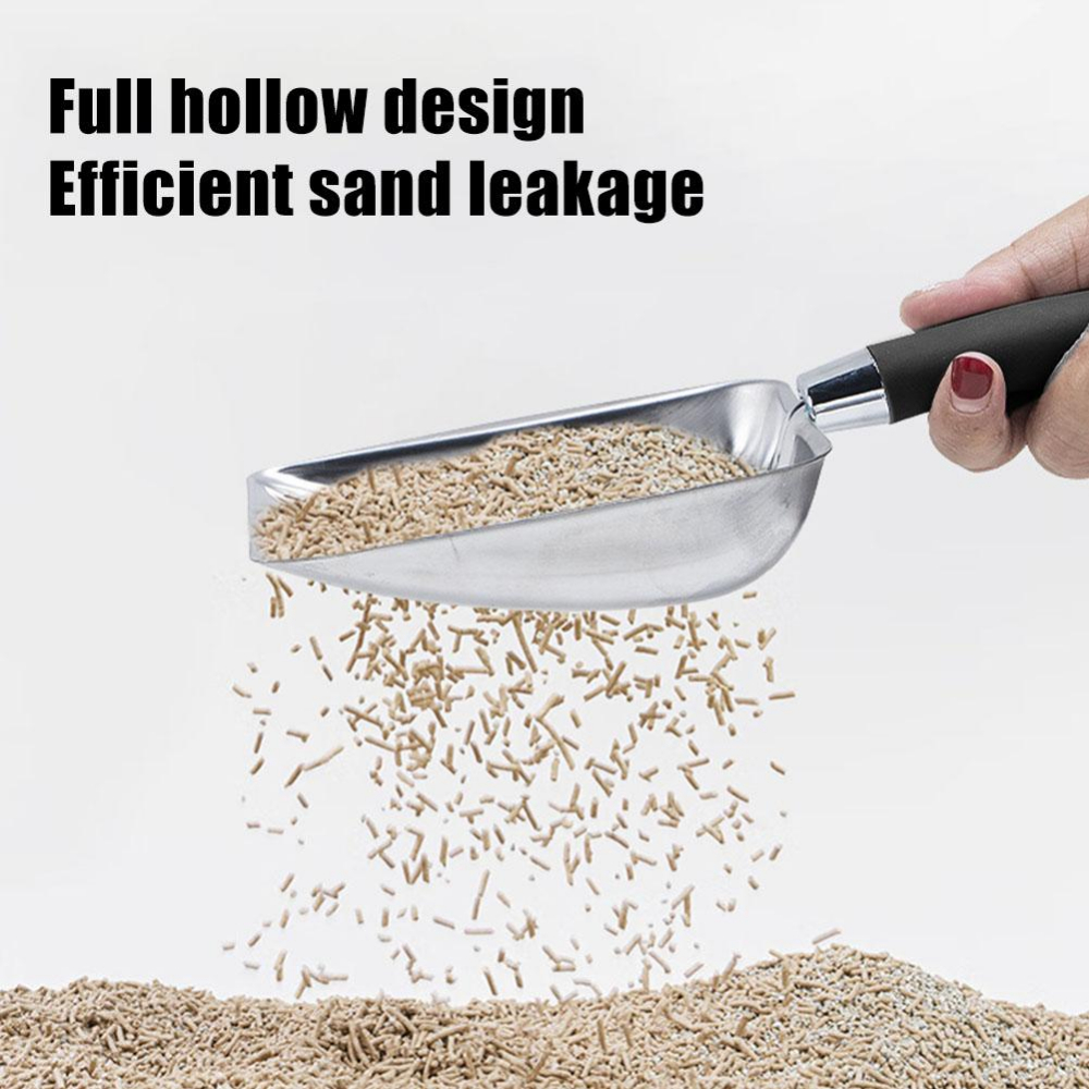 Metal Long Handle Scoop, Stainless Steel Shovel, Cat Litter Scoop, Dog Cat Clean Feces Supplies, Reduces Dust