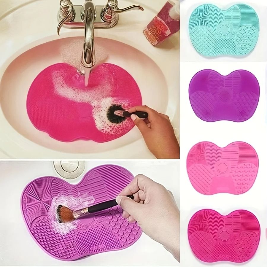 3pcs Silicone Apple-Shaped Makeup Brush Cleaner Pad