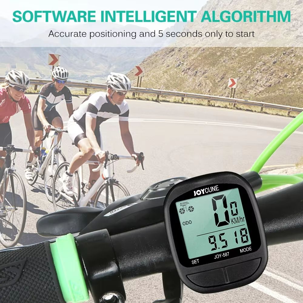 Waterproof Bike Computer with Wired Speedometer and Odometer – LED Display Cycling Stopwatch