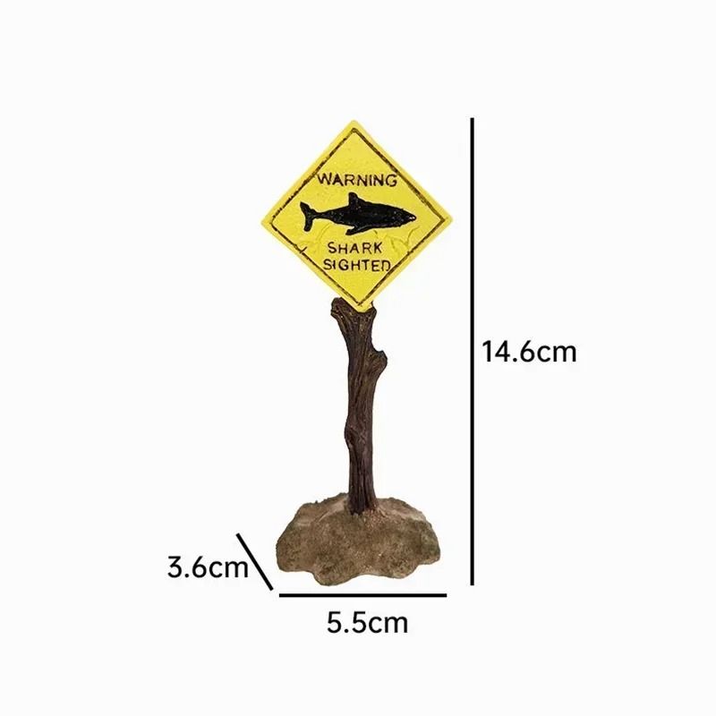 Resin Aquarium Shark Warning Sign Decoration