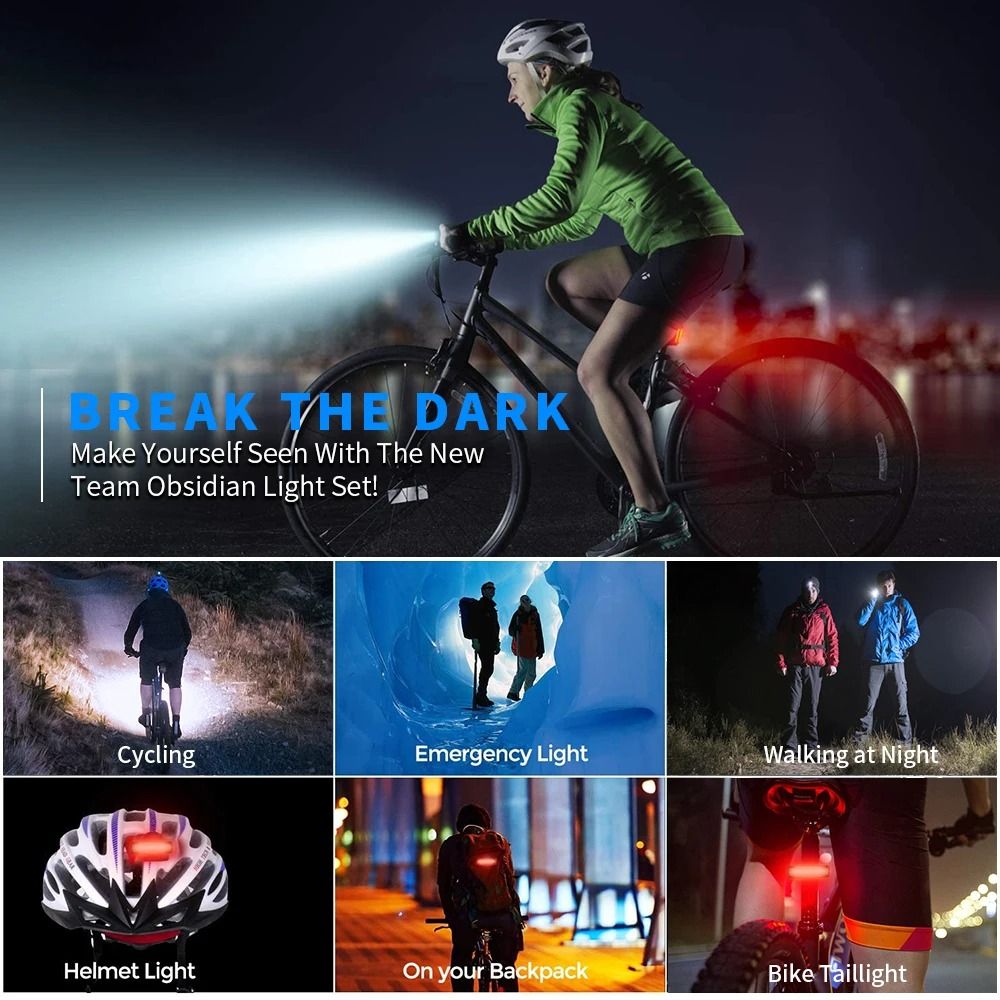 Rechargeable Bike Light Set 10000mAh 3600 Lumens LED Front and Rear Lights