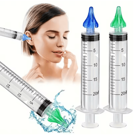 Ear Wax Removal Rinse Syringe Kit Gentle Ear Cleaning Tool with Replacement Tip Nozzle