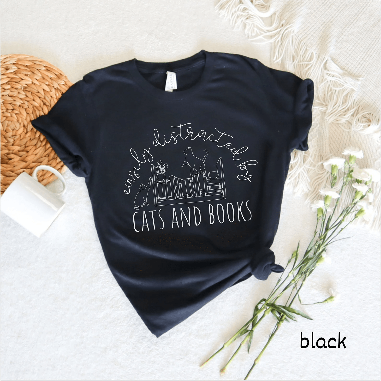 Cute Cat Book Shirt for Women Funny Book Lover Reading Tee Bookish Cat Graphic Casual Top