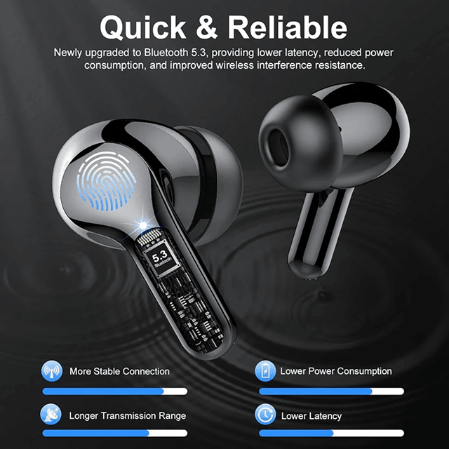 UYUXIO Wireless Earbuds Bluetooth 53 HiFi Stereo with LED Display Noise Cancelling Mic