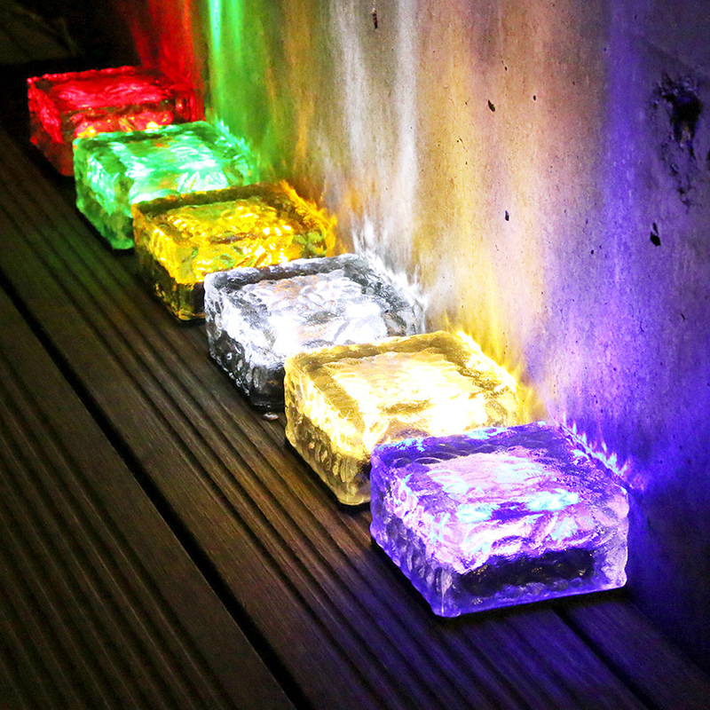 Outdoor Solar Brick Ice Cube Light Waterproof LED Landscape Lamp, Step Path Pathway Garden Yard Party Christmas Lighting