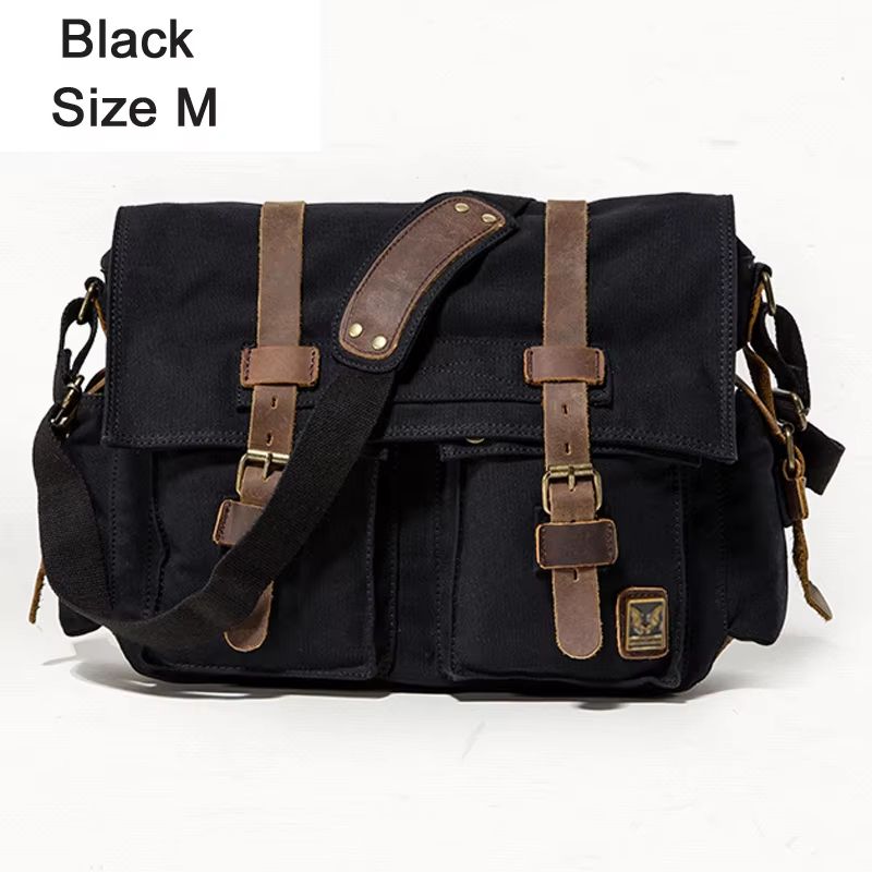 I AM LEGEND Canvas and Genuine Leather Men's Messenger Bag