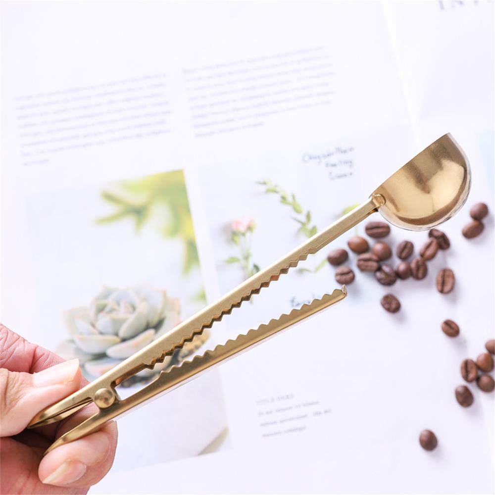 Stainless Steel Coffee Scoop with Sealing Clip, Coffee Powder Measuring Scoop, Tea Milk Powder Scoop