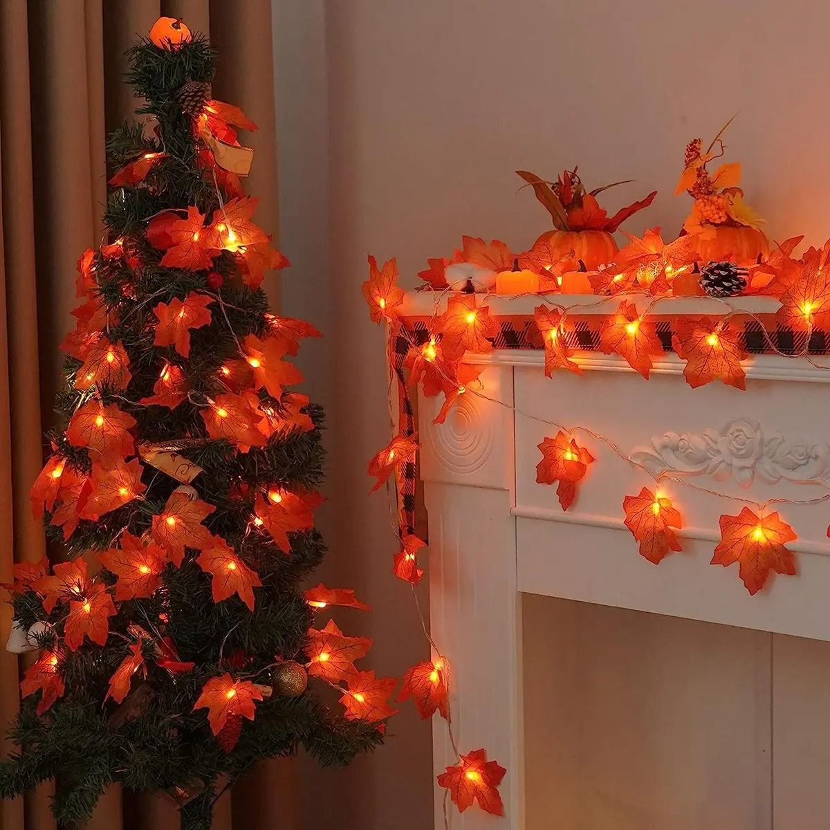 Maple Leaf String Lights Battery Operated Waterproof
