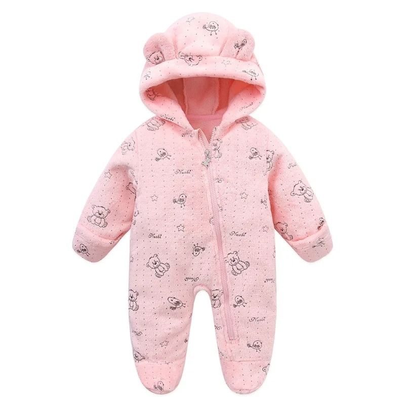 Thickened Fleece Bear Paw Star Jumpsuit