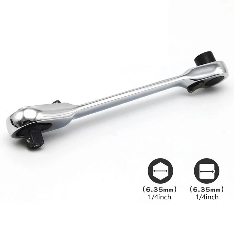 2-in-1 Compact Ratchet Wrench with Socket & Screwdriver Bits