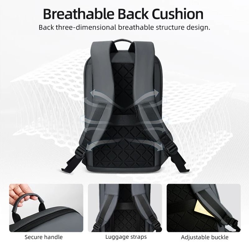 Slim Waterproof Laptop Backpack for Men with USB Port Business Travel Bag