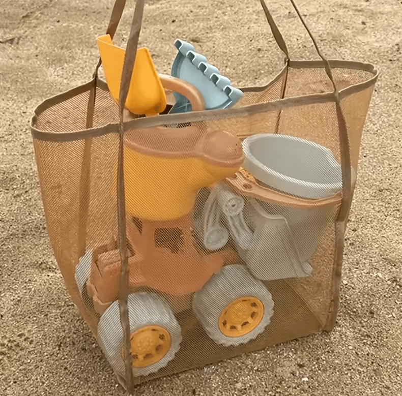 XL Beach Toy Bag Extra Large Foldable Mesh Tote with Sturdy Handles