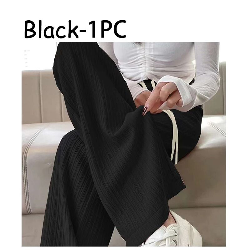 Summer Bubble Milk Puff Cloud High Waist Wide Leg Pants Women