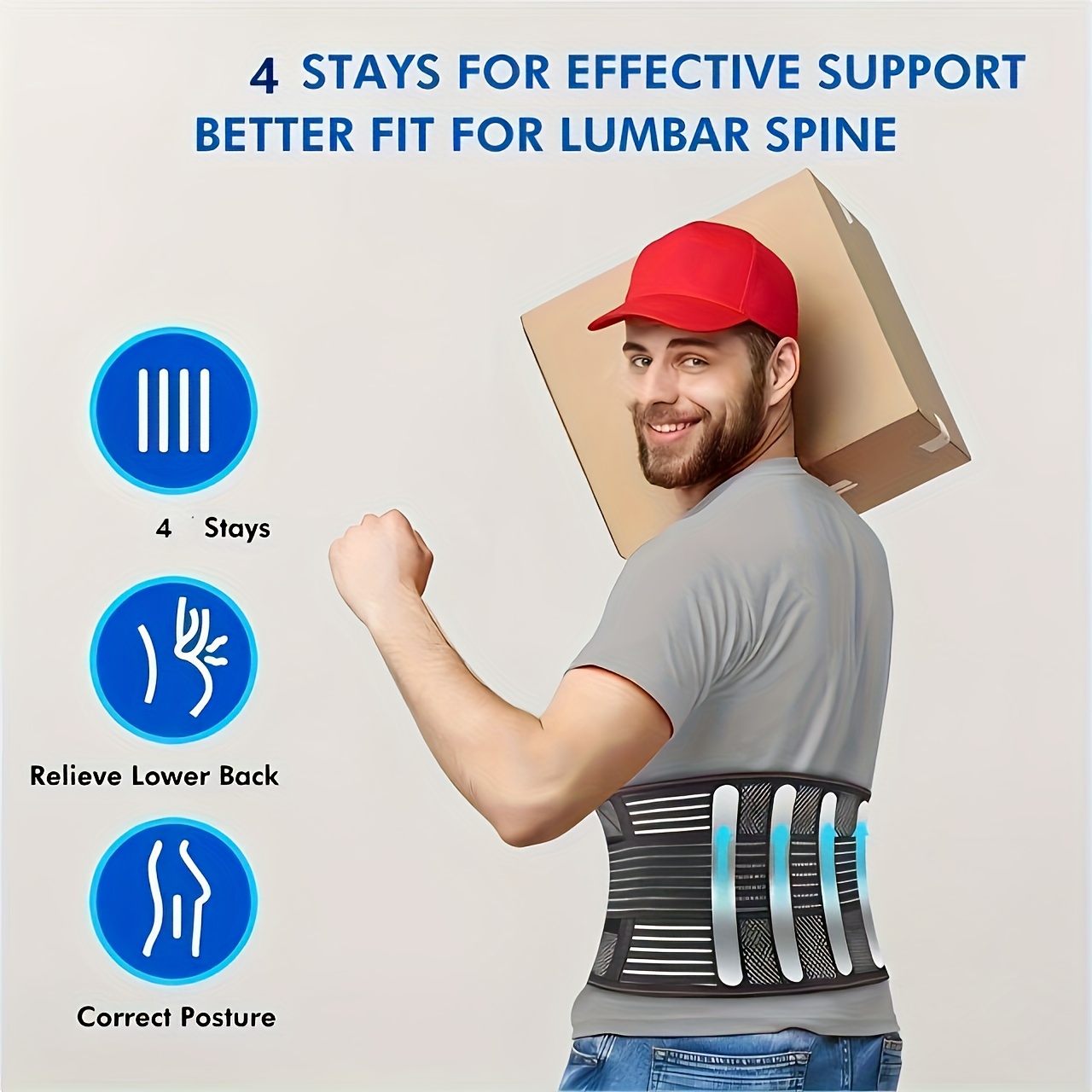 Flexible Lower Back Brace for Pain Relief, Support Belt for Lifting and Scoliosis Relief