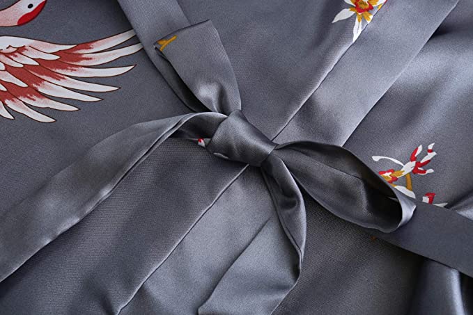 Wedding Silk Satin Robe, Bridesmaid Kimono Bathrobe, Floral Short Night Gown, Fashion Bathrobe for Women, Dressing Gown
