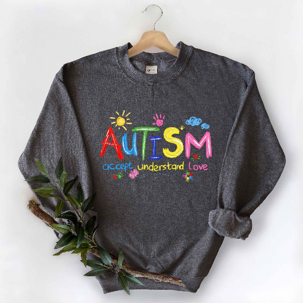 Autism Accept Understand Love Shirt,Colorful Autism Awareness Sweatshirt, Neurodiversity Support Gift