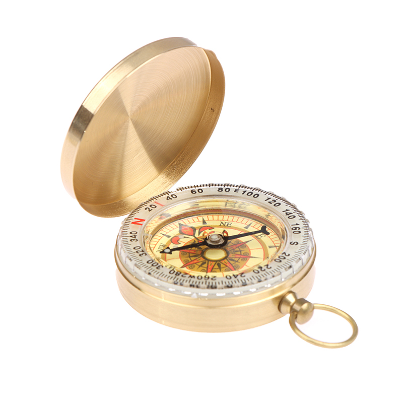 Portable Brass Compass for Camping & Hiking  Golden Navigation Pocket Compass