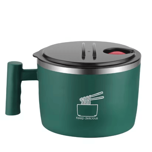 Stainless Steel Instant Noodle Bowl with Lid Sealed Portable Drain Bowl