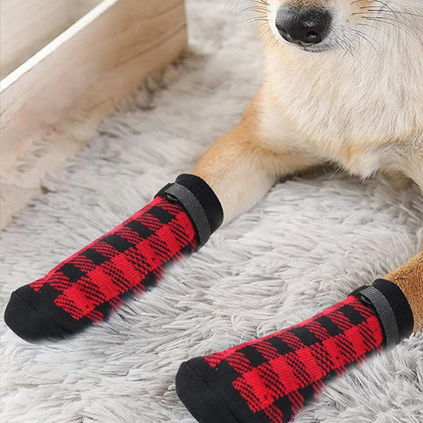 4PCS Double Side Anti Slip Dog Socks